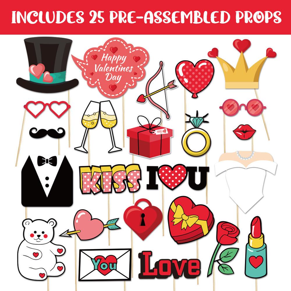 Photo Valentines Day Booth Decor Kit With Paper Frames For Kids Adults Fun Photo