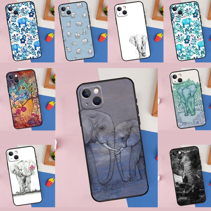 Cute Elephant Phone Case For iPhone 16 Pro Max 15 14 11 12 13 Pro Max Mini XR 16e 16 15 Plus Bumper Cover