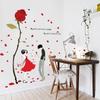 Valentines Day Romantic Rose Love Couple Wall Sticker for Bedroom Living Room Sofa Background Wall Decoration