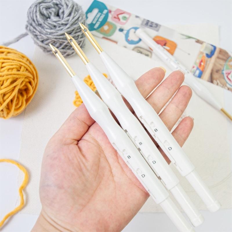 Adjustable Punching Needle Tool With 5 Embroidery Cloth and Threader 5mm Needle Tip For Embroidery Crafting Project