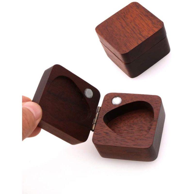 Gitarrenplektrumbox aus Massivholz Schwarznuss Etui Halter Organizer für Gitarristen Musiker Geschenk 3 Plektren