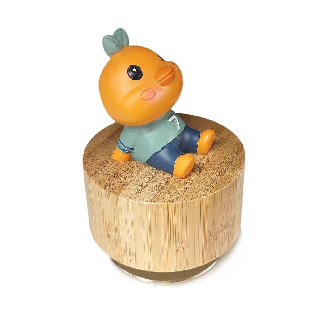 Gesprochene Mini-Holztier-Dreh-Spieluhr mit süßer Küken-Dekoration Du bist mein Orange und Beige (Stimme Sonnenschein),