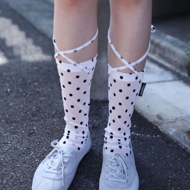 UGLYSHADOW MESH DOTTED SOCKS(WHITE)