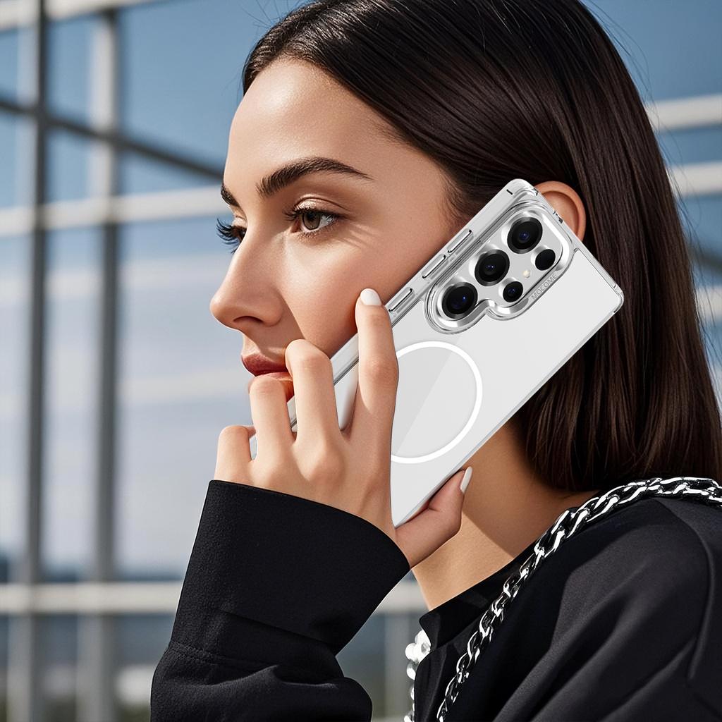 QGeeM For Samsung S24/S25 Plus Ultra phone case magnetic transparent anti drop Samsung S23FE/S24FE A15 A16 A17 A26 protective case for men and wome