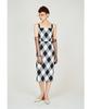 Greedius Line Check Print Strap Shoulder Dress