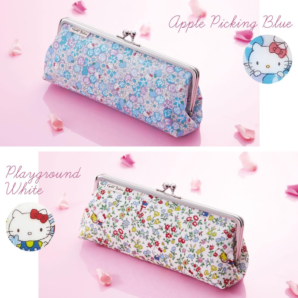 Sanrio Characters Liberty Print Pencil Large Pencil Cosmetic Floral Made in Japan Kitty Apple Picking Case, Capacity, Case, Pouch, Print, Stationery,