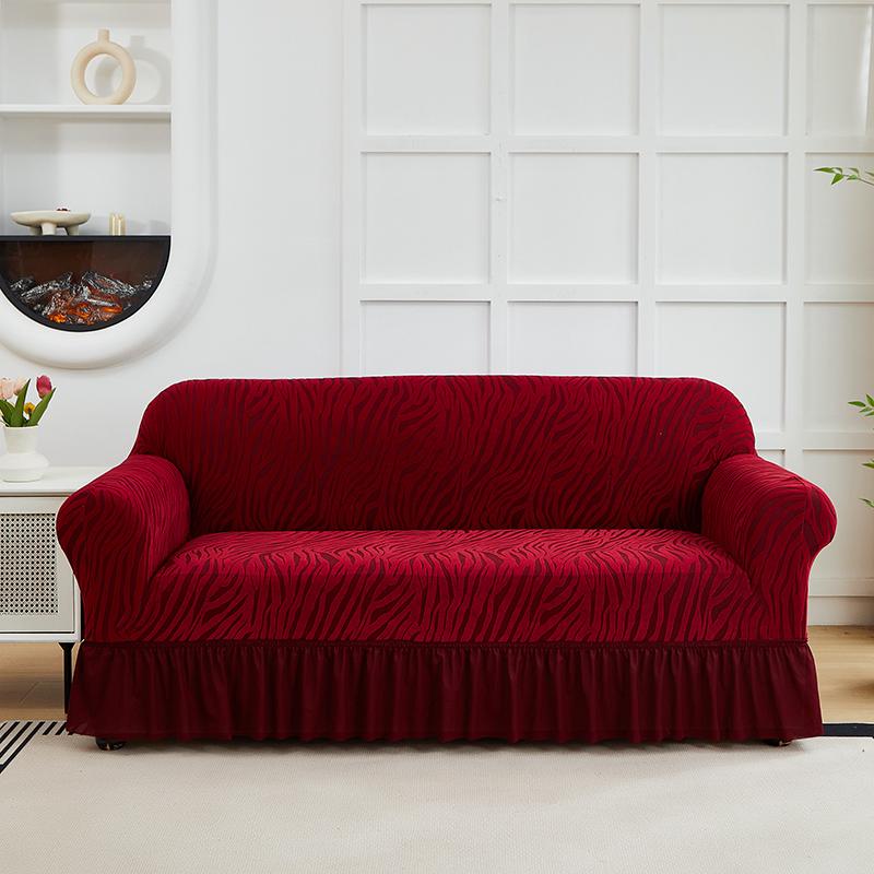 1pc Cationic Wave Skirt Sofa Cover All-inclusive Elastic Jacquard Sofa Slipcover Universal Anti-slip Adjustable Sofa Protector