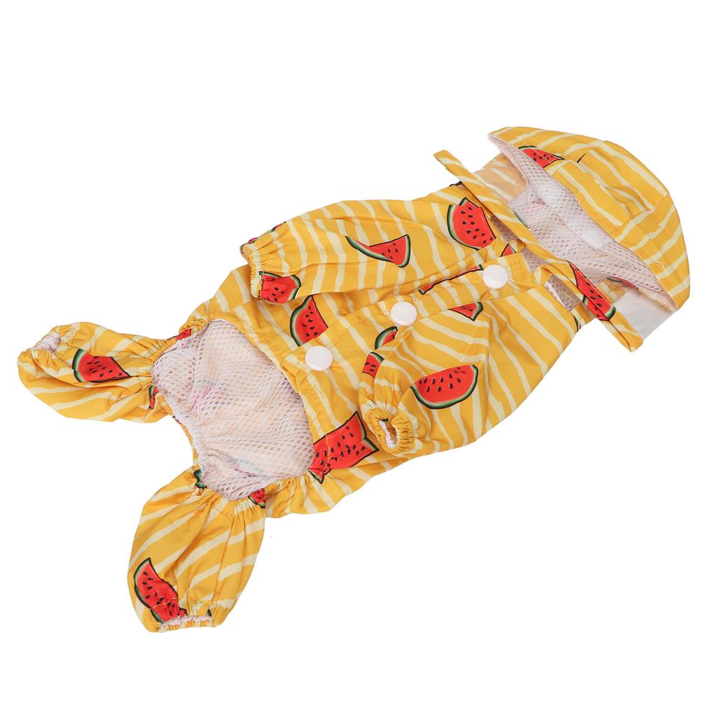 Pet Dog Hooded Rain Coat Lightweight Watermelon Pattern Waterproof Reflective Puppy Raincoat Jacket with D Ring
