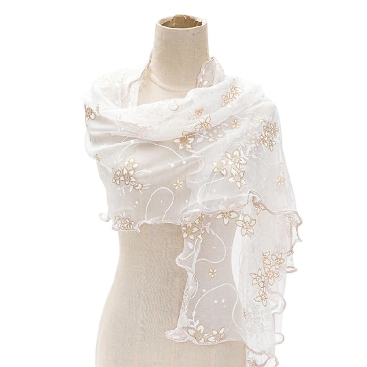 Eleganter Blumen-Spitzen-Schal Glatter Polyester-Wickel Stilvolles Accessoire Für Moderne Frauen
