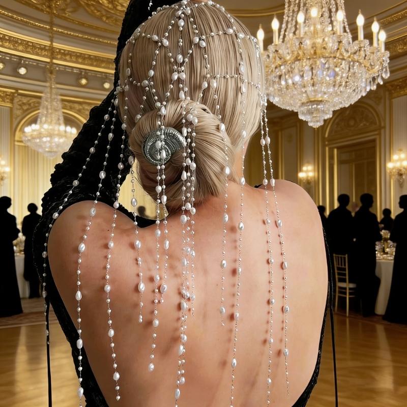 Stylish Imitation Pearls Headwear with Delicate Tassels Costume Headbands Ideal For Prom Gatherings And Casual Outfits