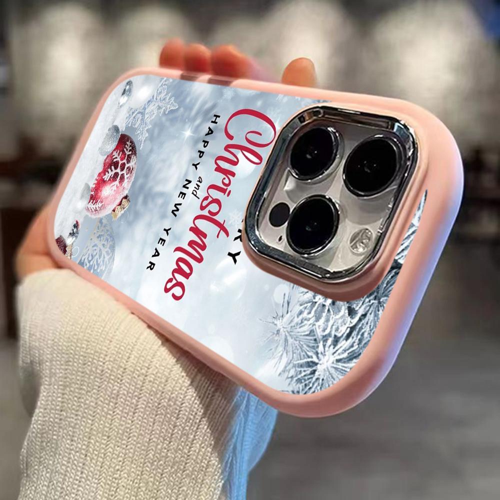 N106 Godt nyttår jul myke telefonvesker til Samsung S24 S23 Plus A15 A35 A54 Infinix Hot 40i Tecno Plating Frame Kamerabeskytter Bakdeksel