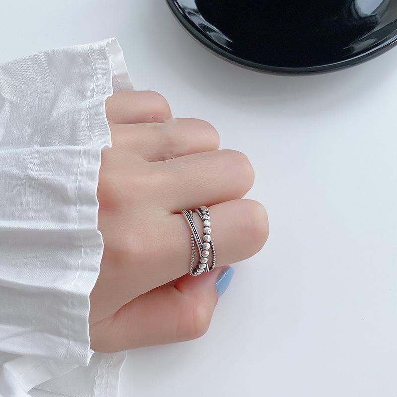 Sterling Silver Women s Retro Jade-Inspired Open Ring Adjustable Open