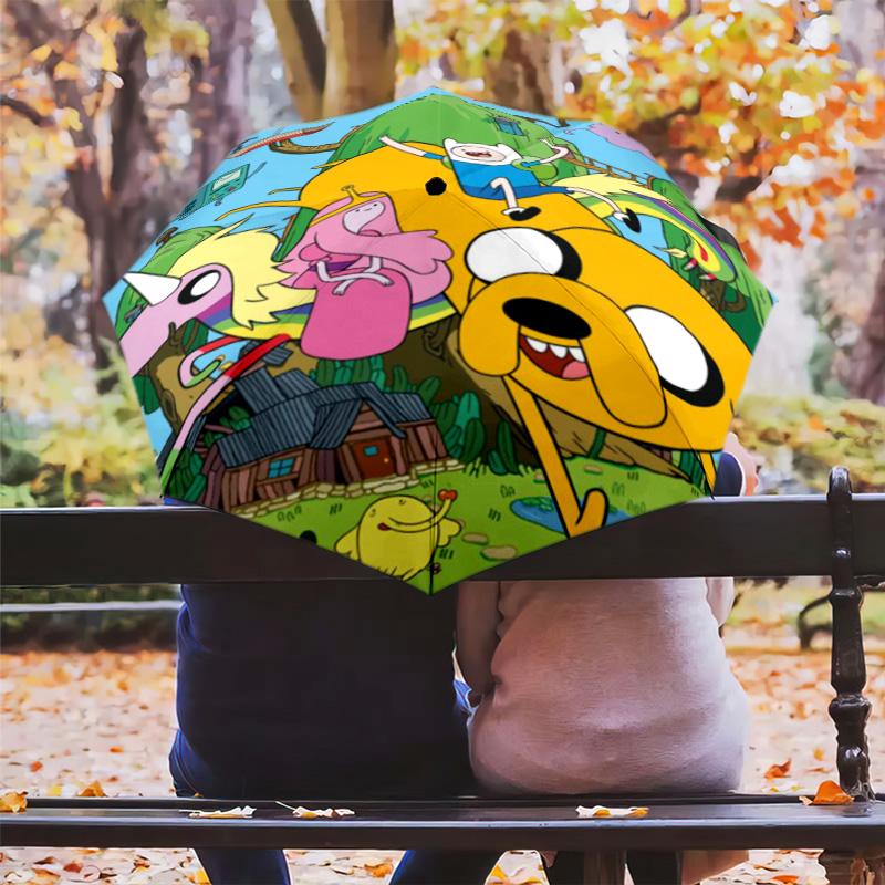 Adventure Time Friendship Automatic Umbrella - Suitable Travel Outdoor Portable Umbrella Birthday Gift Daily Essentials