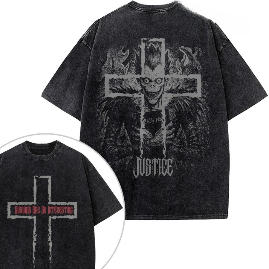 

Ryuk Death Note Anime Clothing Men Women Oversized T-shirts Short Sleeve Washed T Shirt Vintage Cotton Tshirt Harajuku Male Tops S