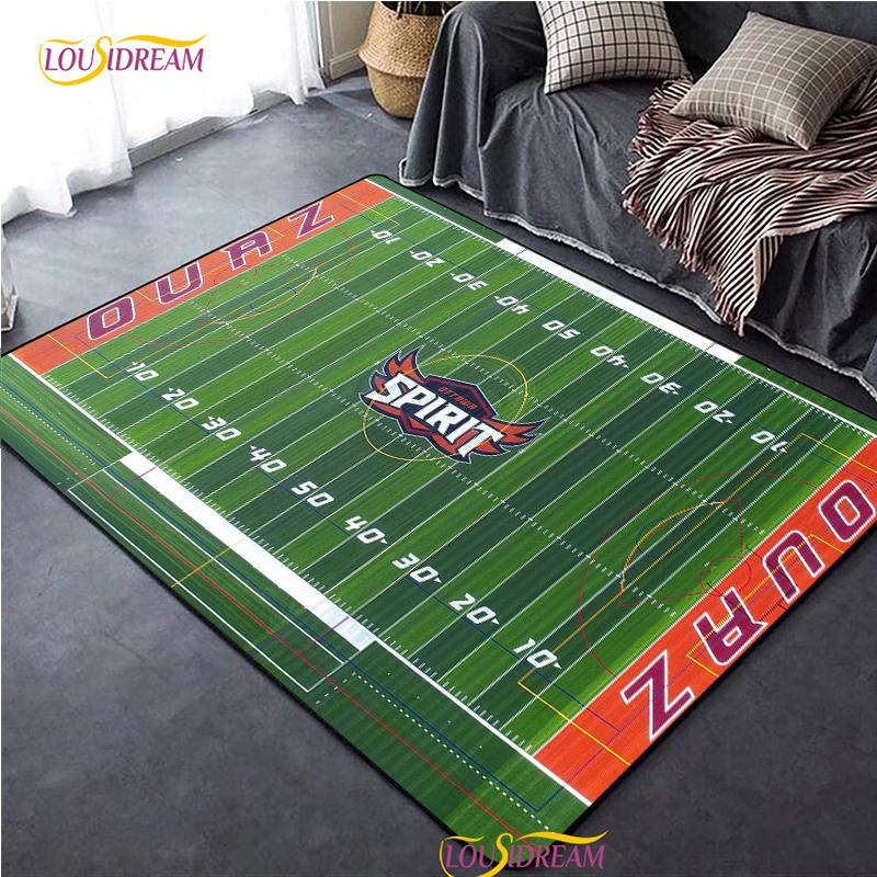 Personalisierter American Football Court Teppich, Teppich für Wohnzimmer Schlafzimmer Dekoration, Kinder Küche Badezimmer Rutschfeste Bodenmatte Alfombra