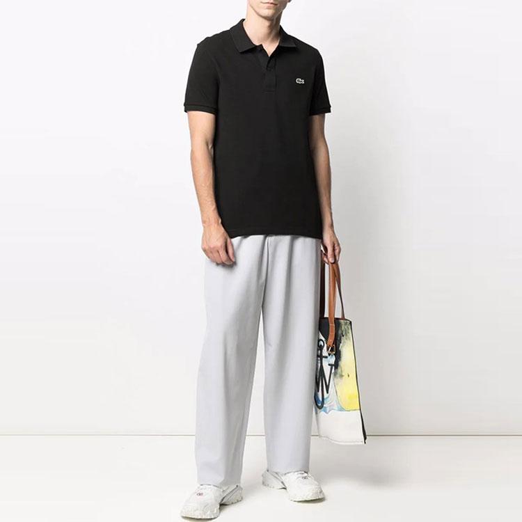 Lacoste Logo Embroidered Short Sleeve Polo Shirt Men Polo Shirts Black PH4012031