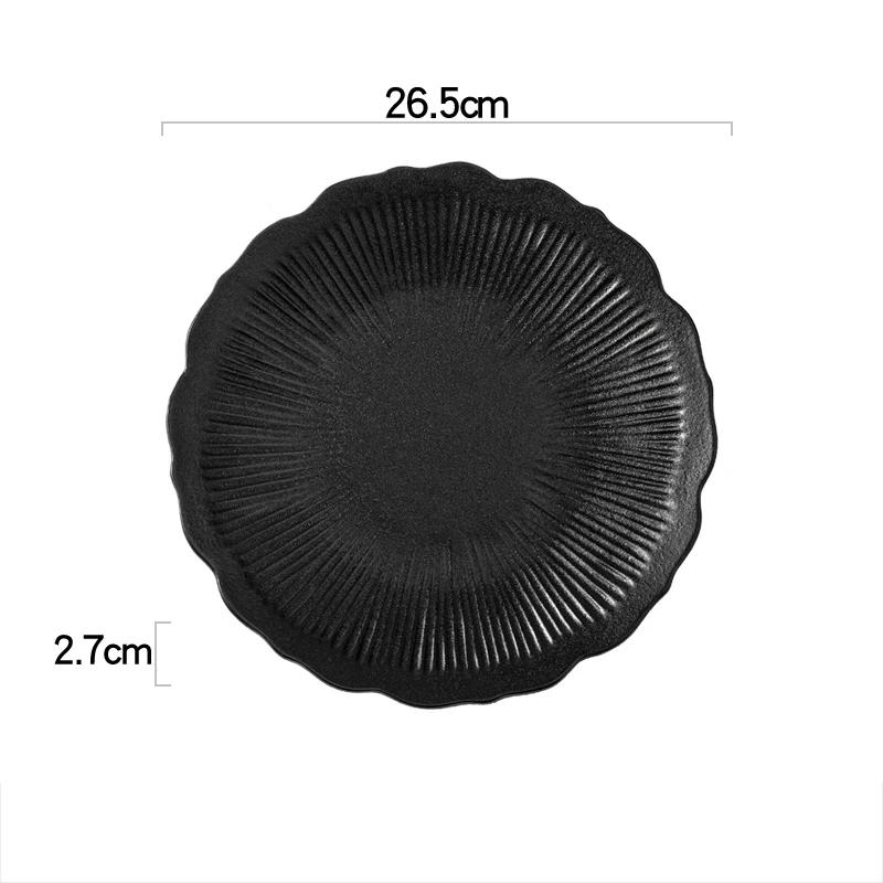 Farfurie cu dungi în formă de flori de culoare solidă Farfurie din ceramică cu friptură Farfurie cu salată Farfurii cu pește Farfurie pentru sushi Farfurii pentru desert