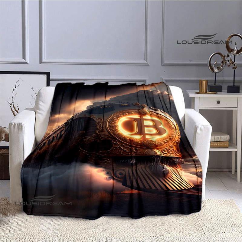Одеяло Bitcoin Fashion Printed Детское теплое одеяло Мягкое уютное одеяло из фланели Одеяло для дивана-кровати Дорожное одеяло Подарок на день рождения 30x40in