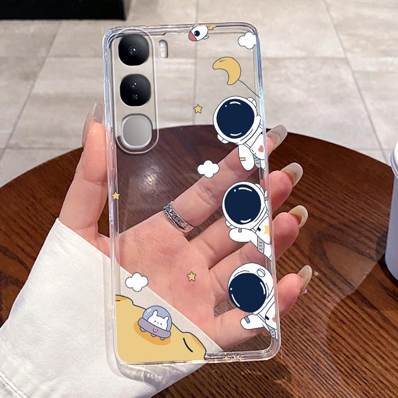 For Vivo V40 Lite (IDN) V2417 Soft TPU Back Cover For Vivo Y200 4G Cases For Vivo Y300 Clear Silicone Cute Rabbit Cat Phone Case