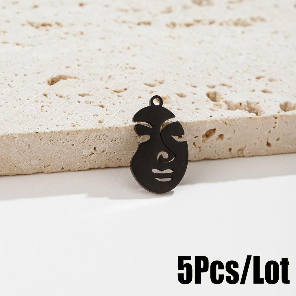 Abstract Human Face Pendant Necklace - Stainless Steel Cartoon Girl Design