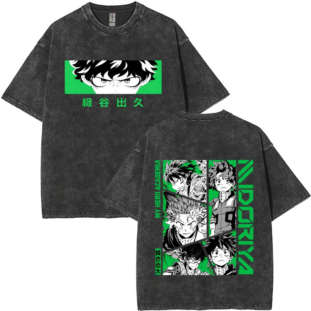 Washed Vintage Anime My Hero Academia All Might Plus Ultra Gym Graphic T Shirt Men Women Fitness Casual Cotton Short Sleeve Tees