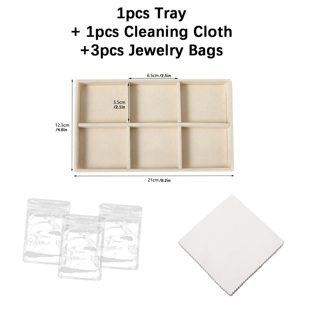 Velvet Jewelry Display Tray Set, Exquisite Jewelry Organizer, Portable Ring, Earring, Necklace Storage Box, Anti-Oxidation Pouch