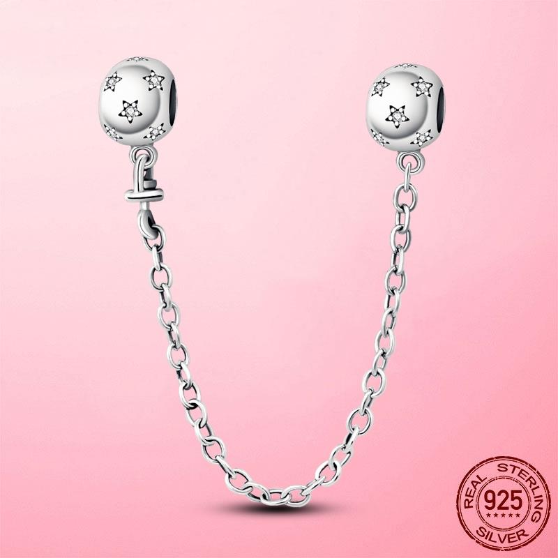 Verschlussclip 925 Silber Sicherheitskette Clip Charms Stern Perlen Stopper passend für Original Dora Armband Original DIY Schmuck
