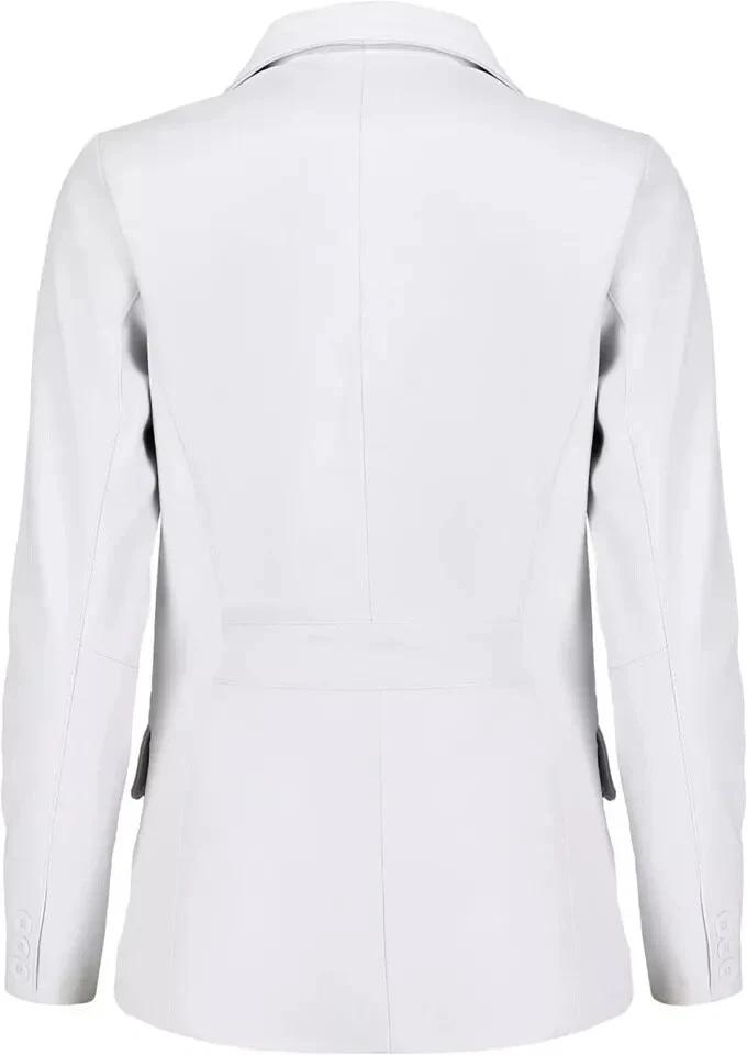 Handmade Classic Blazer Women's White Genuine Stylish Lambskin Original Leather