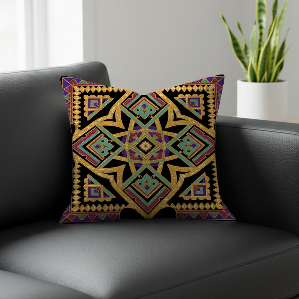Z-Zhuang Brocade Pattern Cushion Cover Natural Linen Pillowcase Set, All-In-One Decor For Sofa, Bedroom & Chair