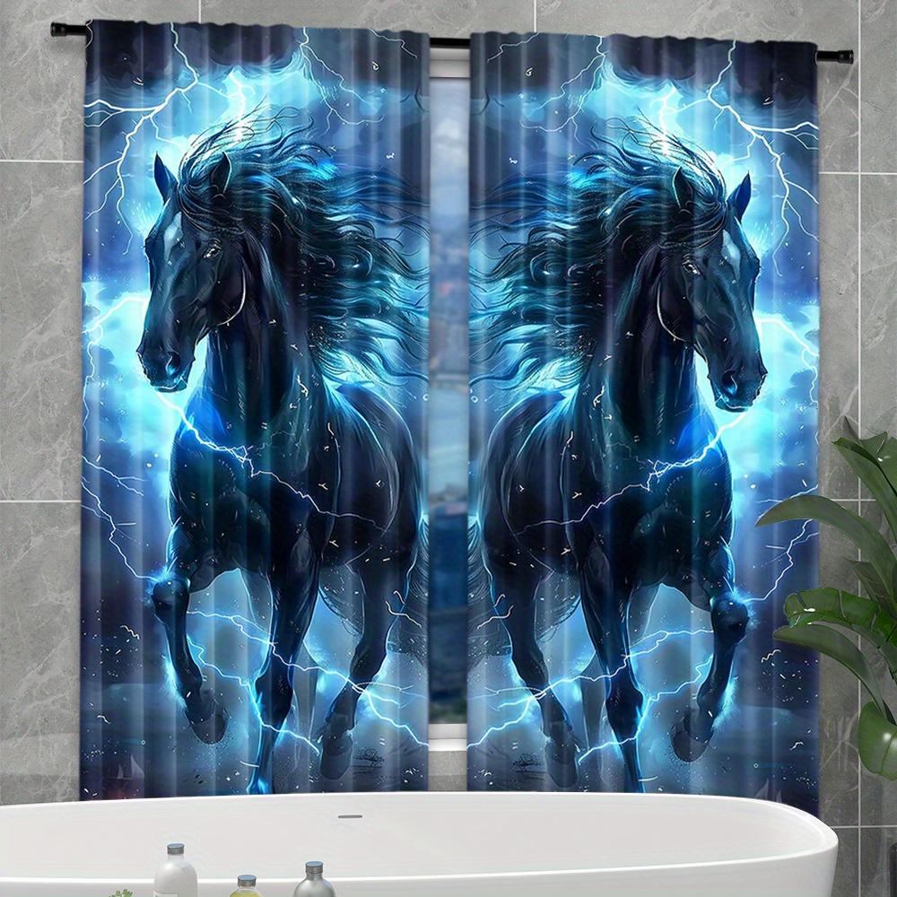 Horse Pattern Drapes Decorative Windowpane Drapes Windowpane Treatments Ideal for Bedchamber Livingroom Space Household Ornament Space Ornament