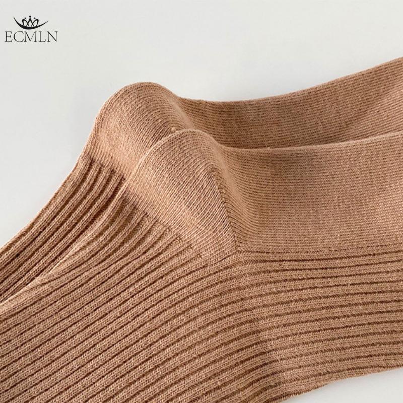 Autumn Winter Red Brown Color Series Women Loose Socks Rib Cotton Fashion Basic Daily Classic Sock Female