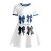 Little Girls Denim Floral Lace Bow Kpop Cartoon Girl Ladybug Letter Print Round Neck Short Sleeve A-Line Kids Summer Swing Dress