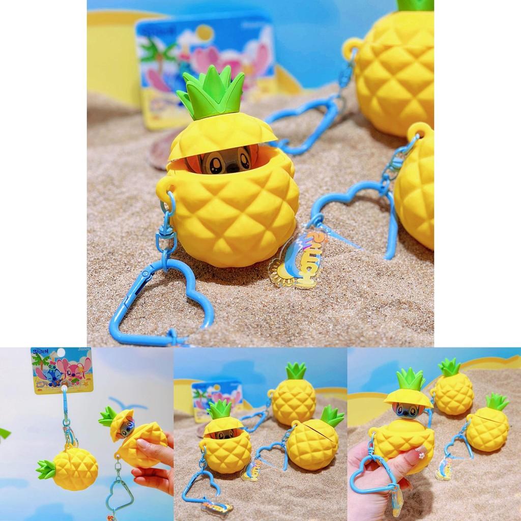 Stitch Summer Beach Collection Pineapple Silicone Keychain With Cute Character Design For Kids And Teens