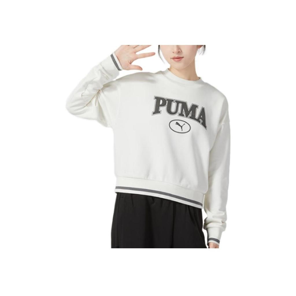 Puma Letter Brand Logo Print American Vintage Sports Casual Pullover Sweatshirt Women sweatshirt White 623597-65
