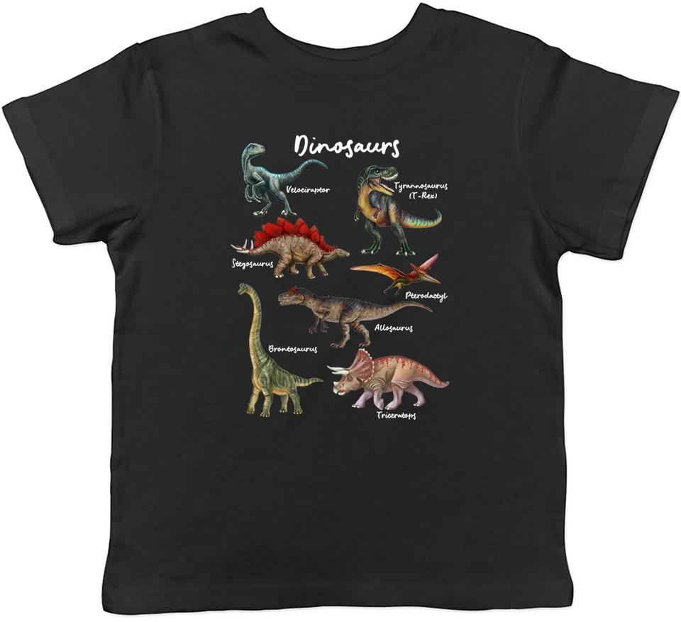 

Collection of Dinosaurs T-Rex Triceratops Raptor Kids T-Shirt Boys Girls Gift 100