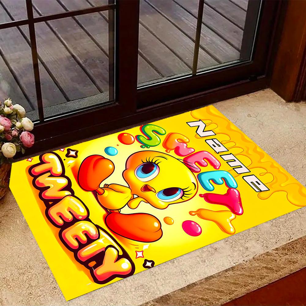 Looney Sweet Tweet Adventure Customizable Name Floor Rug Office Rug Perfect for Playrooms Outdoor Living Rooms Dormitory Antislip Carpet Decorate Offi