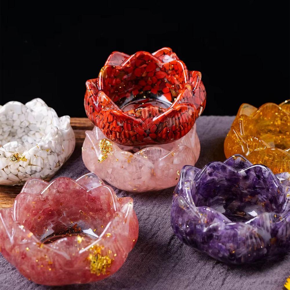 DIY Craft Crystals Lotus Flower Base Lotus Shape Crystal Lotus Bowl Crystal Ornament  Office Decor