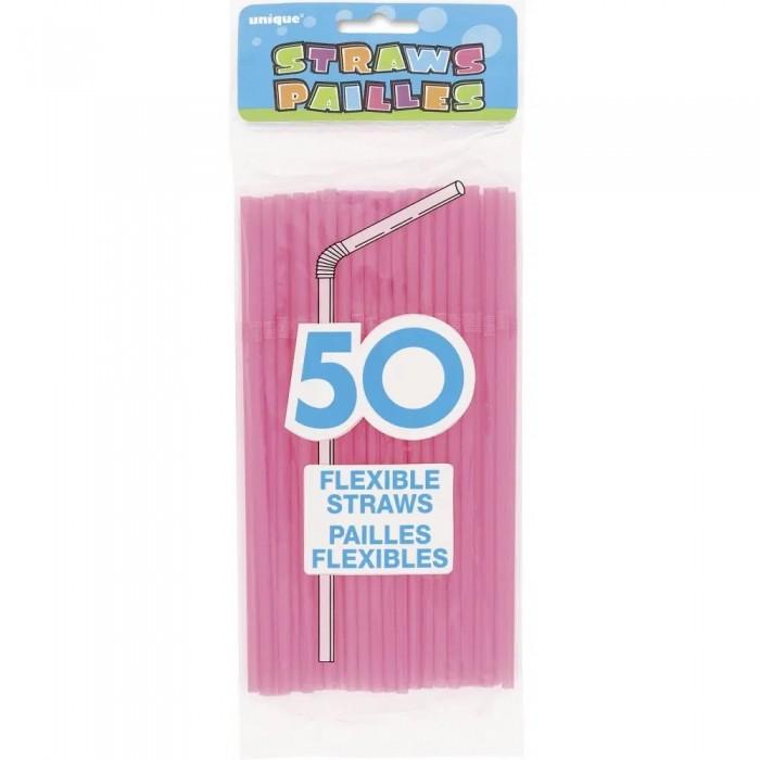 Flexible Neon Disposable Straws (Pack of 50)