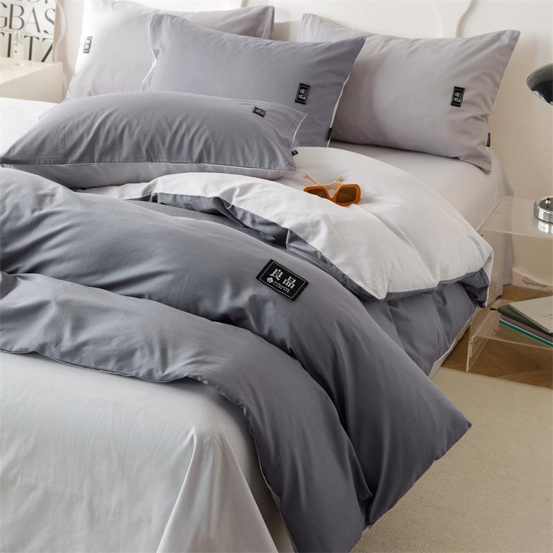 All-Season Pure Cotton Luxury Bedding Set: 4-Piece Bed Sheet & Duvet Cover for Dorms