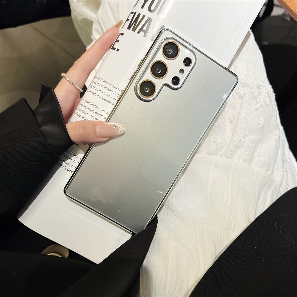 Minimalist Glossy Electroplated Icy Glass Mobile Phone Case for SamSung Galaxy S26 Ultra S25 S24 Full Camera Lens Protect Cover
