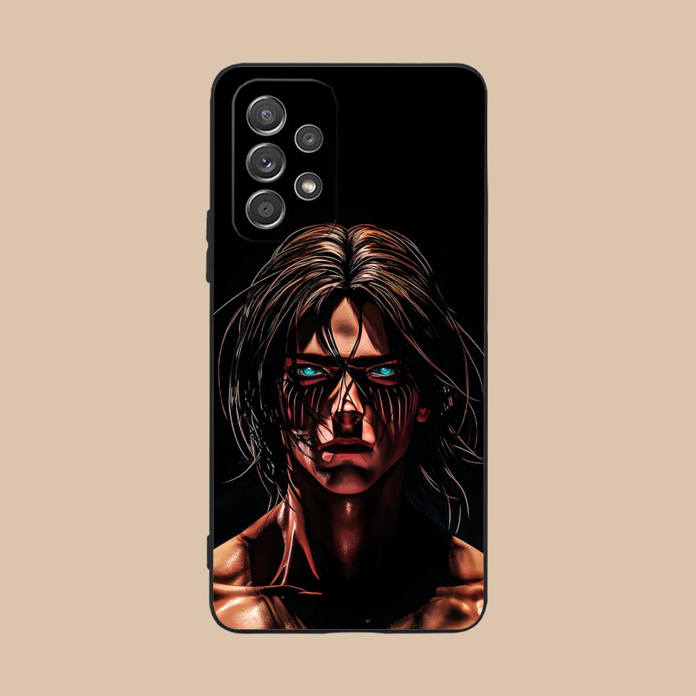 AOT Eren Yeager Matte TPU Mobile Phone Case for Samsung Galaxy M55 54 42 35 34 33 32 23 22 15 14 13 12 F55 5G Colorful Cover