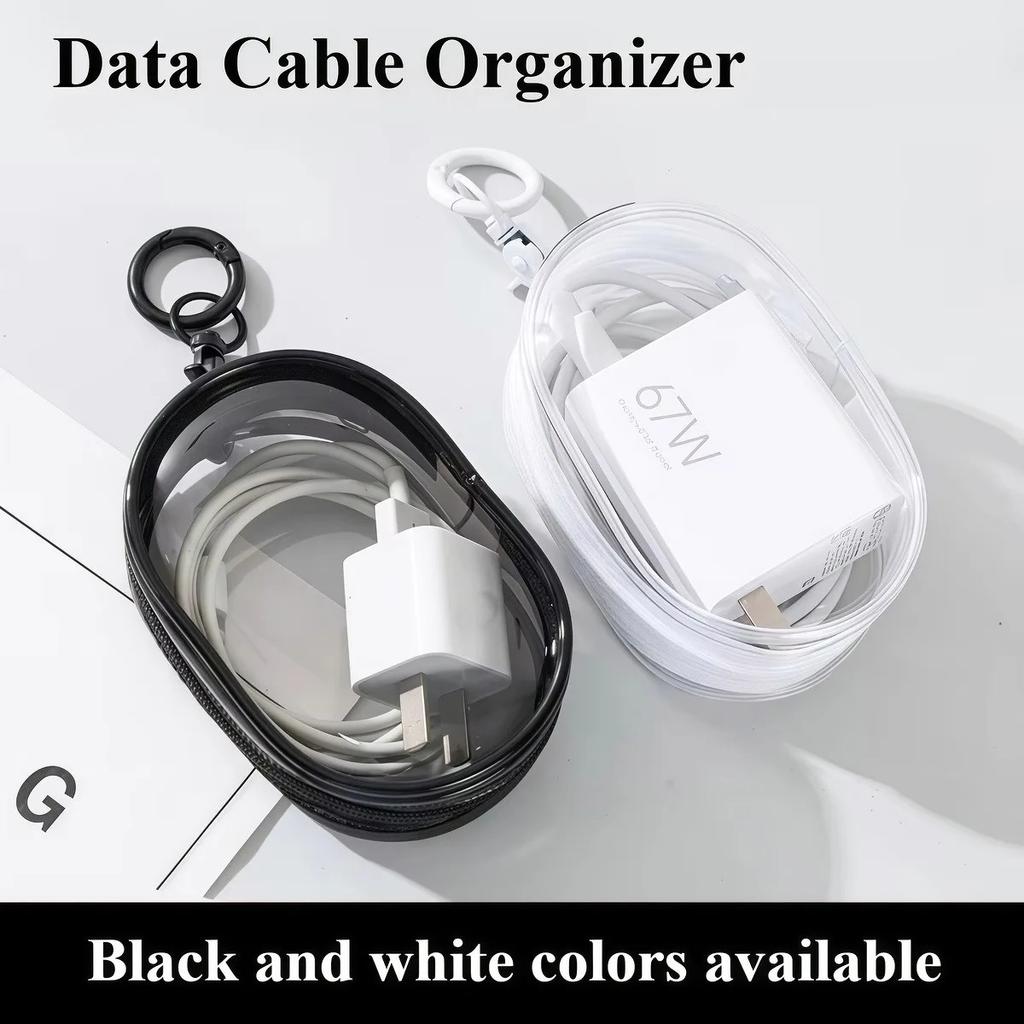 2/4pcs PVC Round Transparent Cosmetic Bag Jewelry Storage Bag Portable Data Cable Earphone Coin Charger Storage Bag