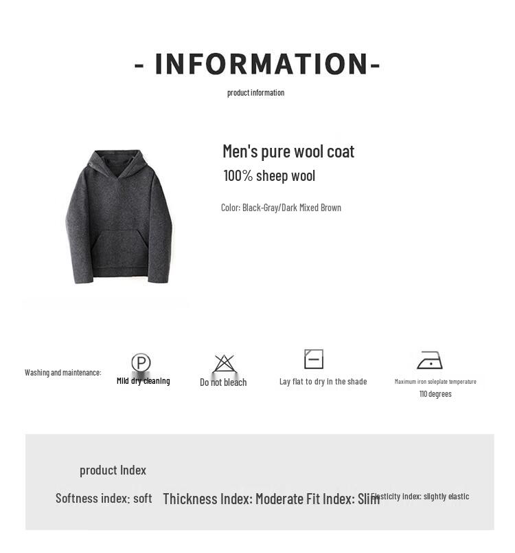 Hengyuanxiang 100% Wool Double-faced Hooded Sweatshirt