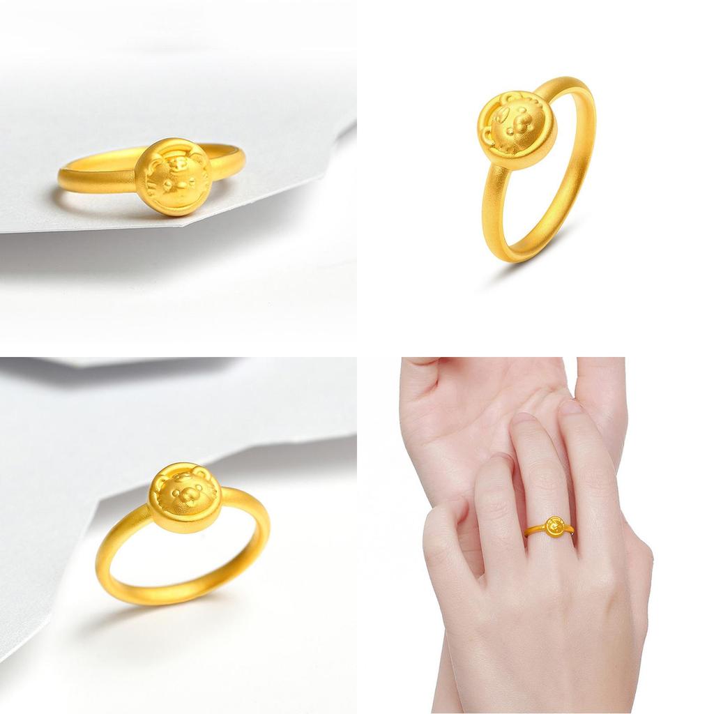 Whimsical Gold-plated Brass Tiger Ring Captivating Cartoon Style For Unique Gift Giving