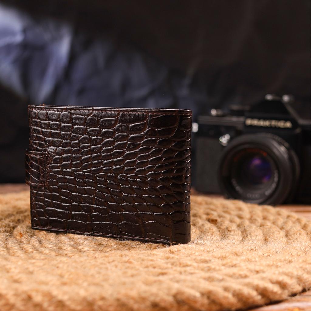 Original Men's Wallet Made of Genuine Textured Leather CANPELLINI Purse 21513 Brown