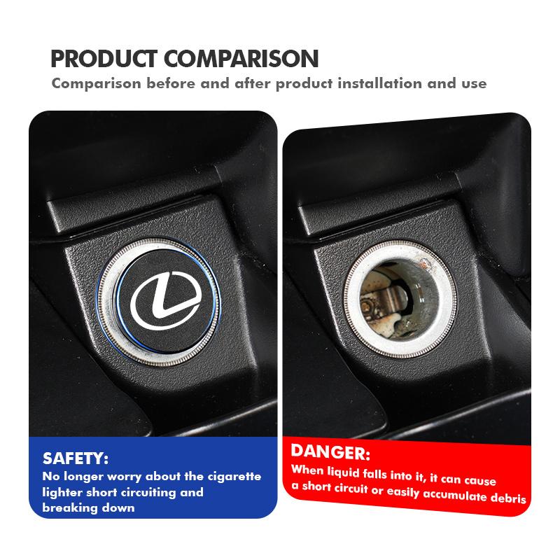 For Lexus Car Logo Cigarette Lighter Dustproof Cap Protective Cover Auto Accessories UX250h RX450h RX300 GX470 CT200h RX400h