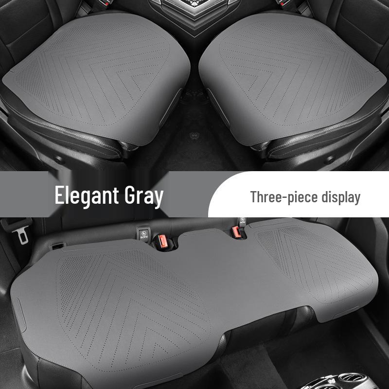 Universal Suede Car Seat Cushion Set - All-Season, Three-Piece, Summer-Ready, Thin Cushion with Lumbar Support.