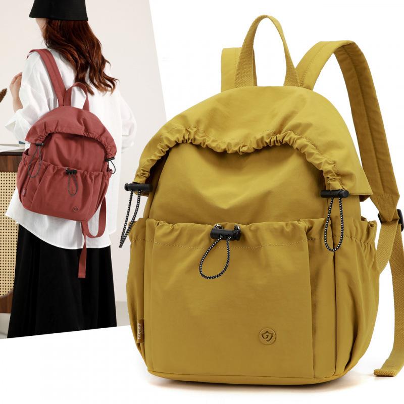 Schoolbag Japanese pleated drawstring design backpack women's large capacity lightweight travel backpack leisure commuter student schoolbag