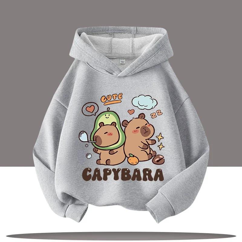 Autumn and Winter Warm Children's Hoodie Capibara Koala Pattern Girls' Hoodie Pullover Comfortable Children's Top