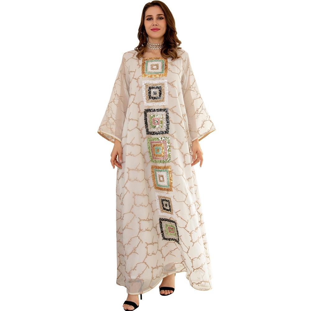Muslim Women Embroidered Dubai Arabian Loose Dress Eid Robe